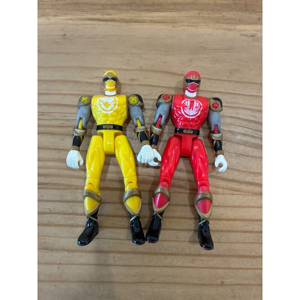 Power Rangers Ninja Storm Red and Yellow Wind Ranger Action Figure Lot 2003